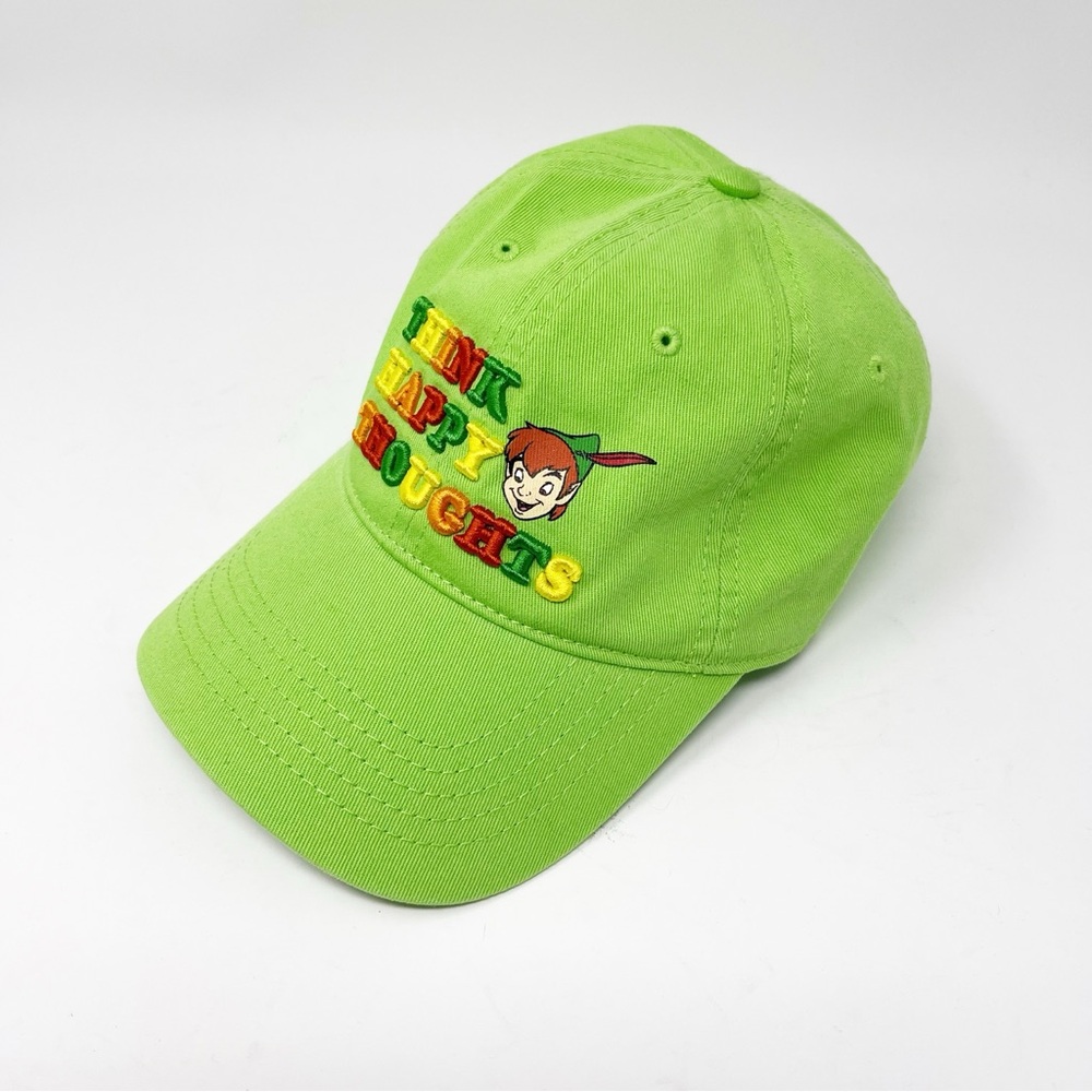 Disney Parks Peter Pan "Think Happy Thoughts" Embroidered Baseball Cap Green OS - Picture 4 of 9
